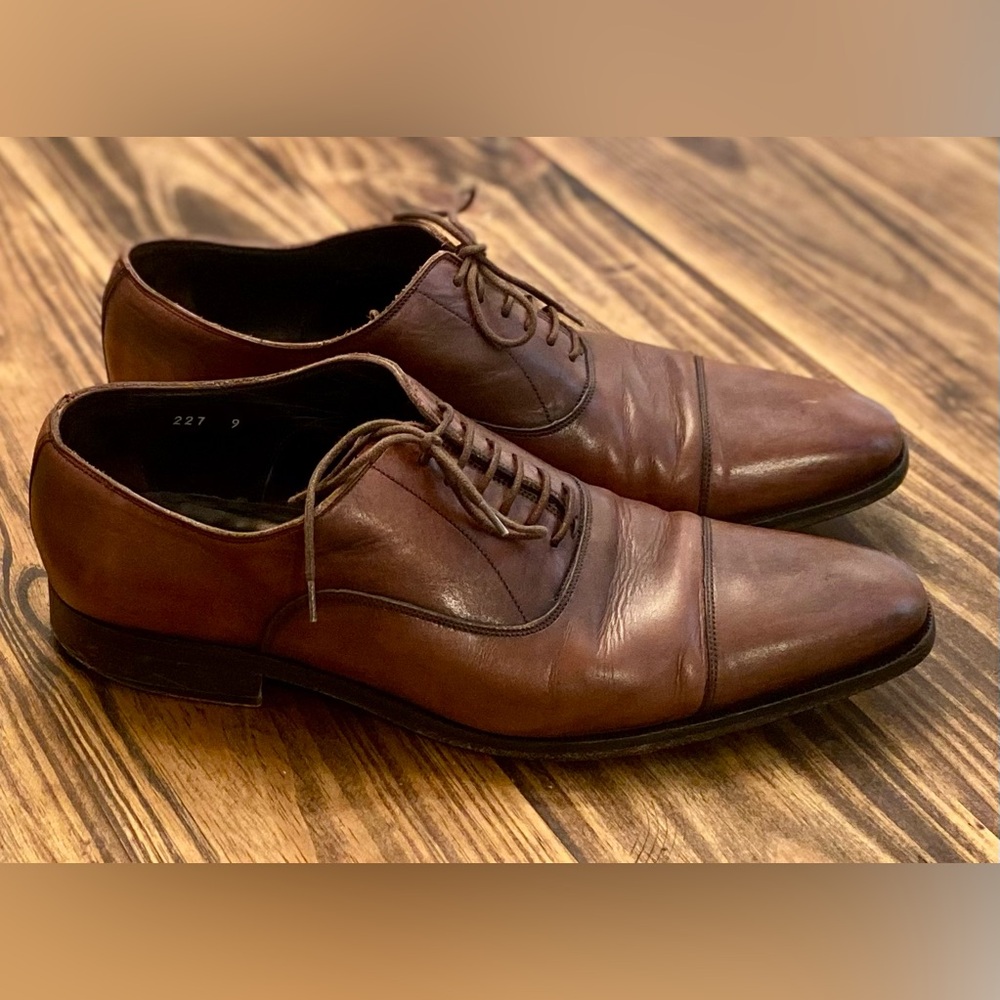 To Boot New York Mens Aidan Dress Shoes Oxfords Cap Toe Brown Leather Sz9 $450